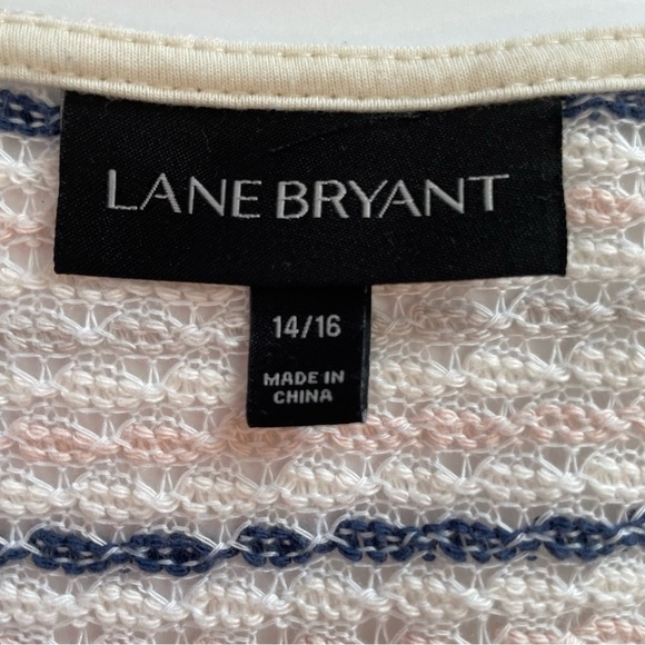 Lane Bryant Longline White Pink Blue Open Front Cardigan Kimono Size 14/16 - Picture 4 of 9